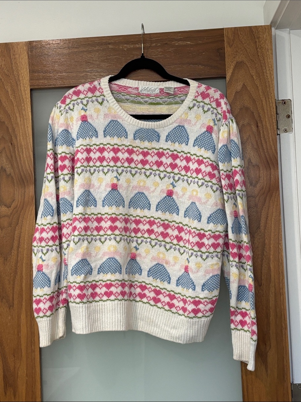 Vintage Lord & Taylor Crewneck Sweater with Storybook Princess Ballet Pattern